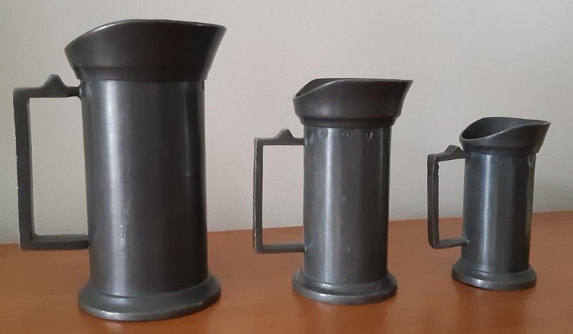 3 tinnen maatkannetjes