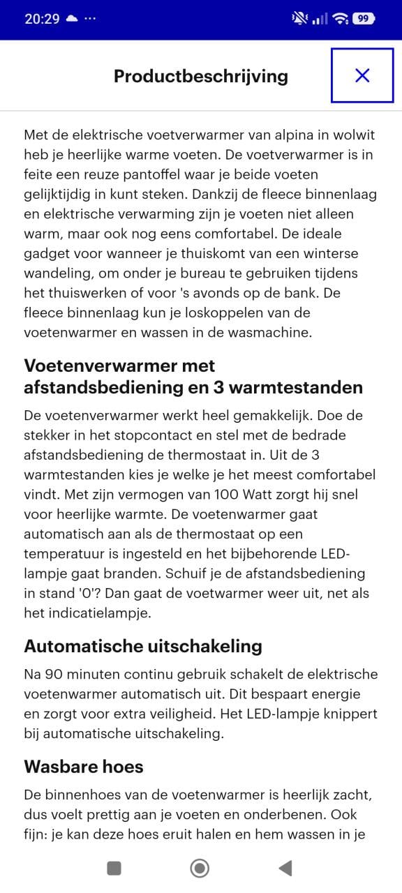 Alpina elektrische voetenwarmer 100W – 3 warmtestanden