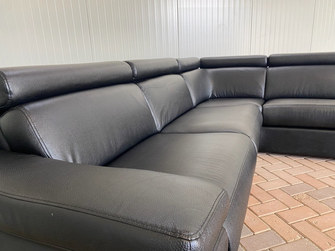 GRATIS LEVERING HEEL NL Zwarte Echt Leer Hoekbank met Chaise Lounge