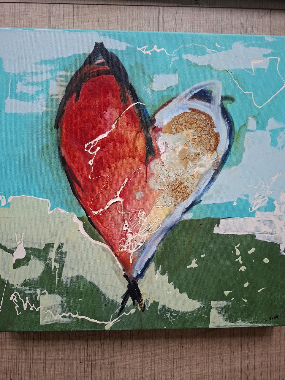 Schilderij. Olieverf, acryl op canvas, 50 x 50 cm