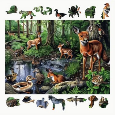 Houten puzzel - LARGE " bosdieren "