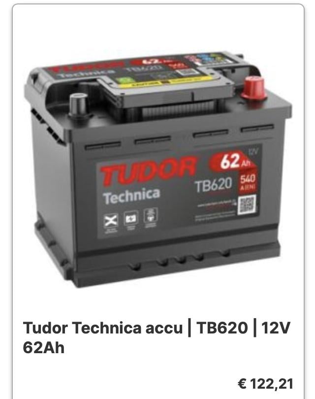 Nieuwe Tudor 62 AH accu