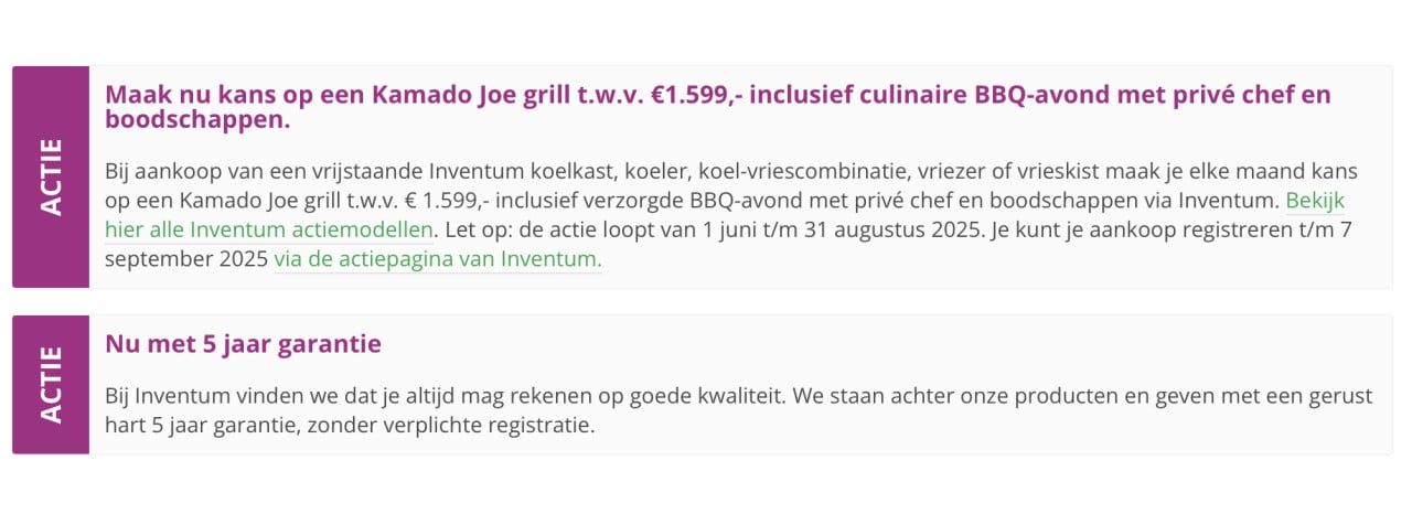 Inventum Koelkast 5jr gar.kans Kamado Joe grill t.w.v.€1.599,(Outlet/nieuw)