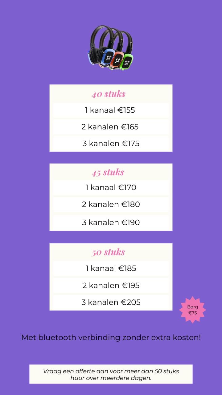 Silent disco koptelefoons te huur