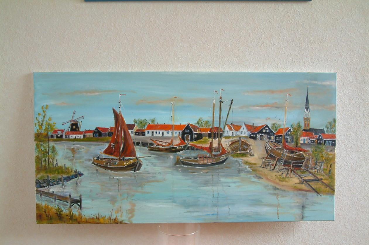 Arnemuiden oude haven met werf  120 x 80 cm doek  en 50 x 60 cm doek
