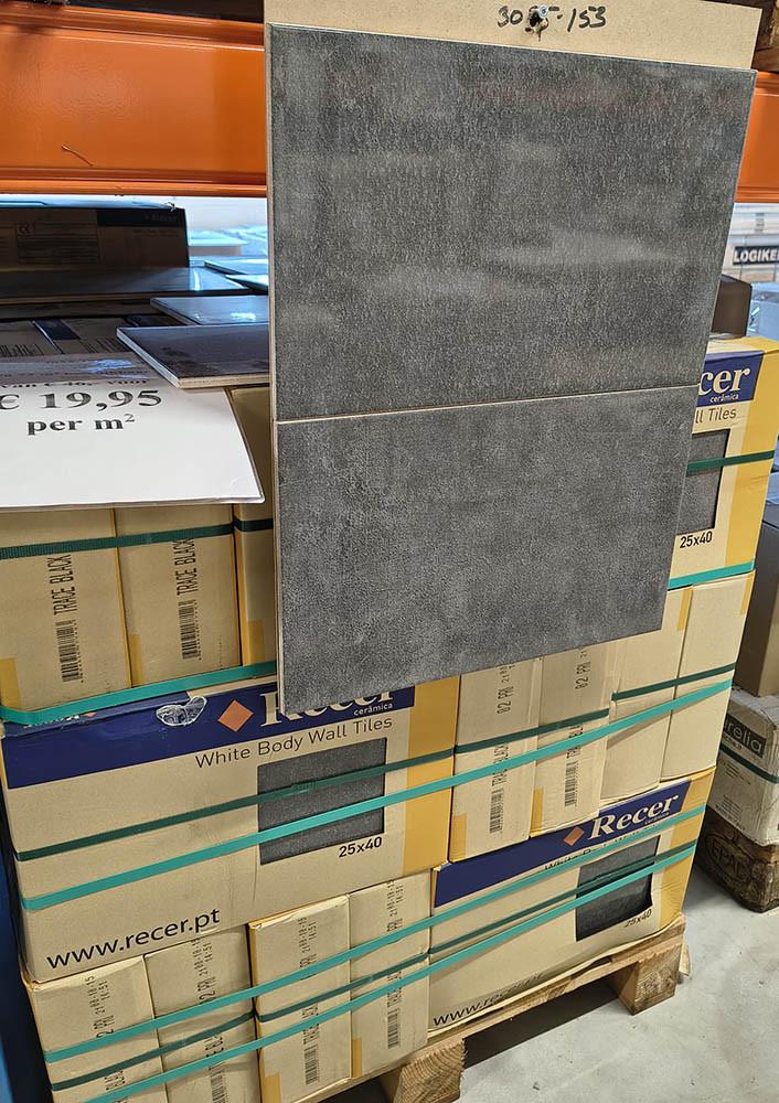 3035-153 Glanzend antraciet tegels 25x40 cm, prijs per m²