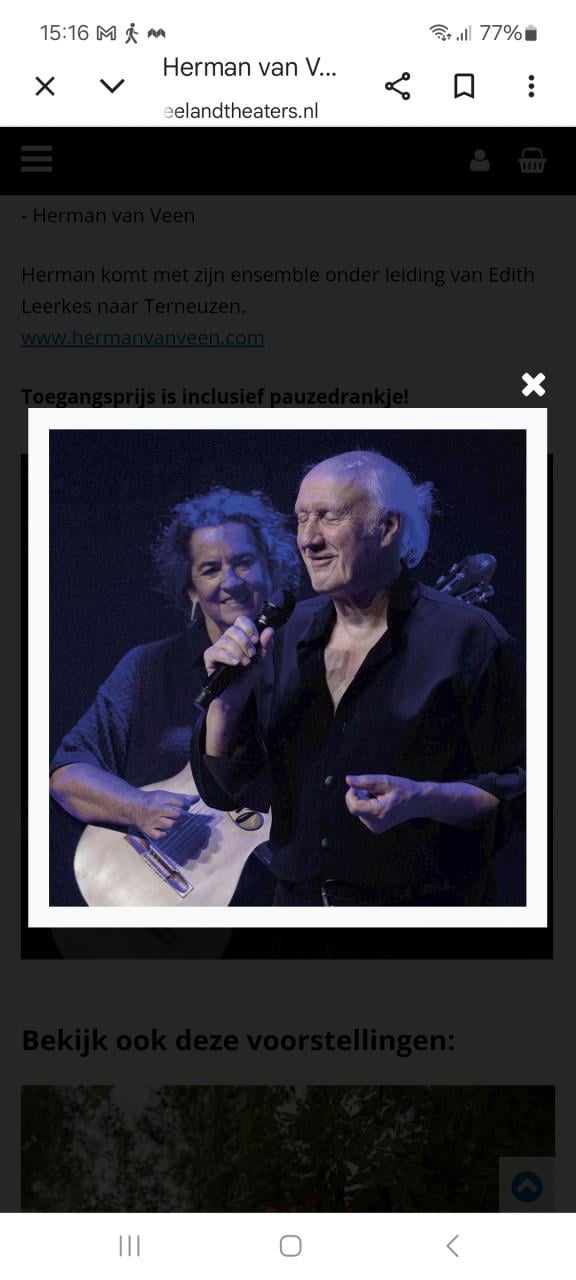 Twee kaartjes Herman van Veen en ensemble 15 mei a.s.