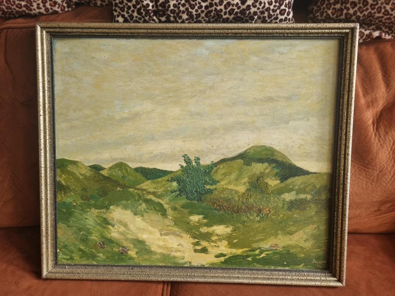 Groot Schilderij VROUW met traantje E.H.Gosfelie ..... & Diverse