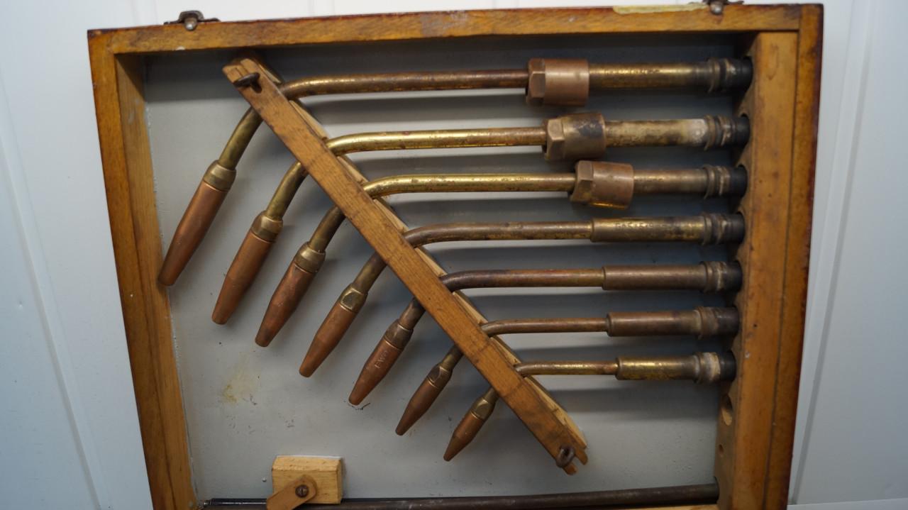 Snij en autogeen brander / las-set in houten kist.