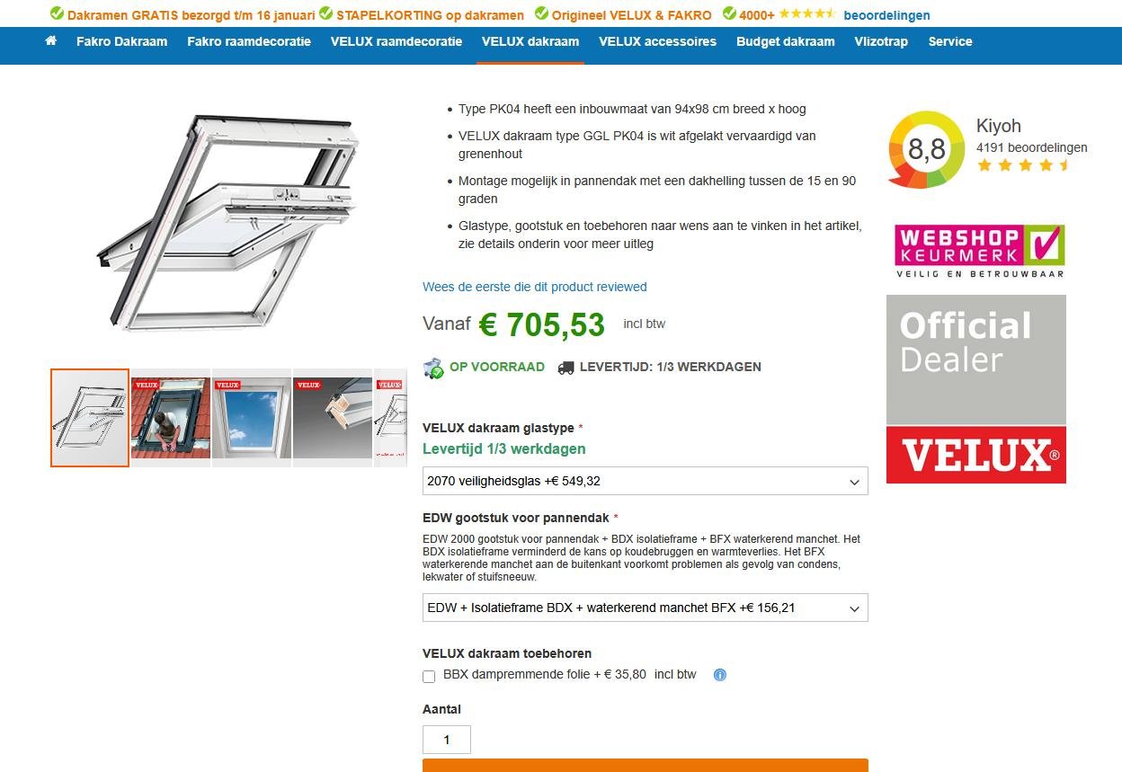 Velux dakraam PK04 nieuw in doos