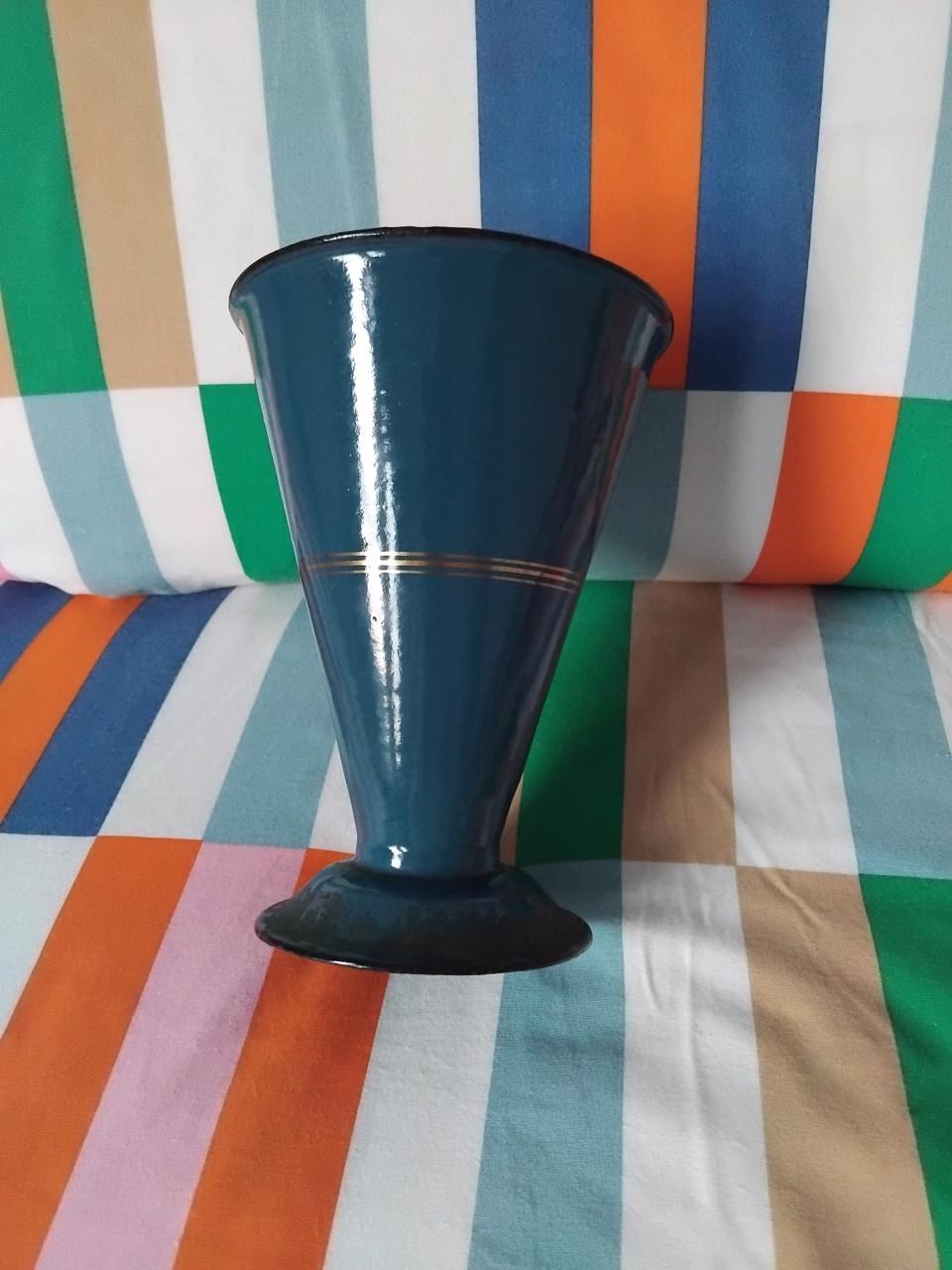 Emaille Vintage Edy Maatbeker Petrolblauw