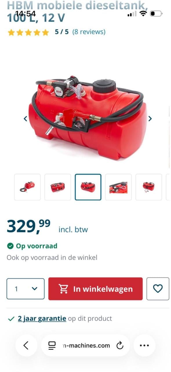 Dieseltank , 100 liter met vulslang
