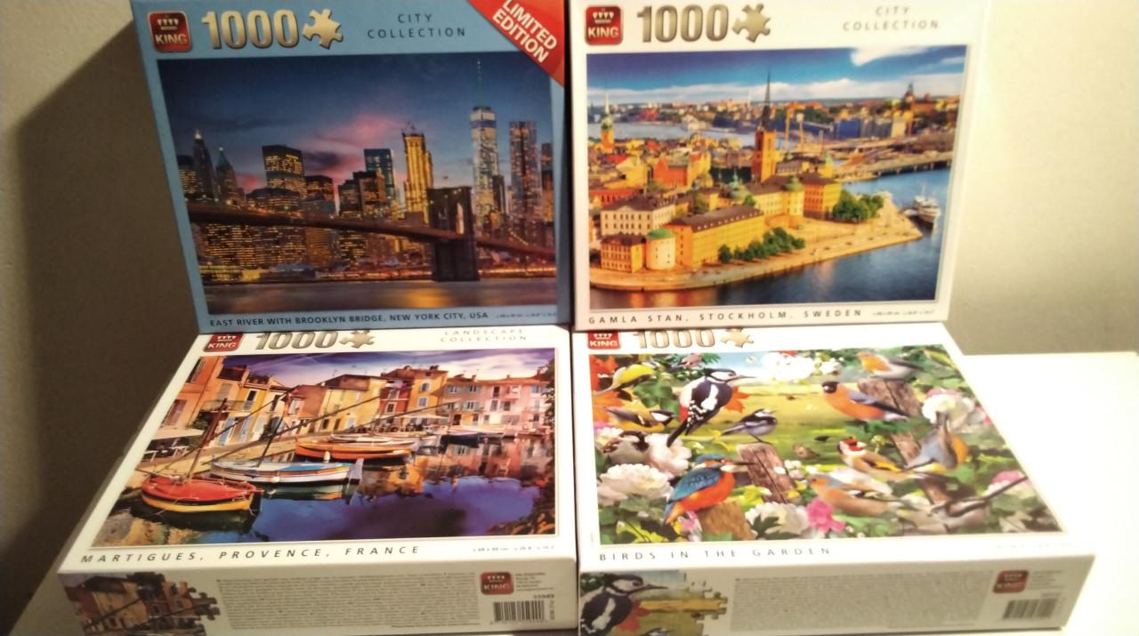 50 puzzels, 1000 stukjes per puzzel