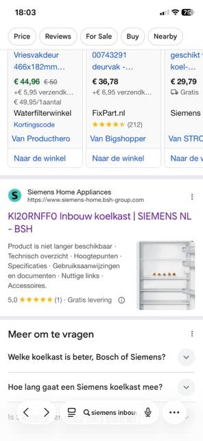 Siemens inbouwkoelkast