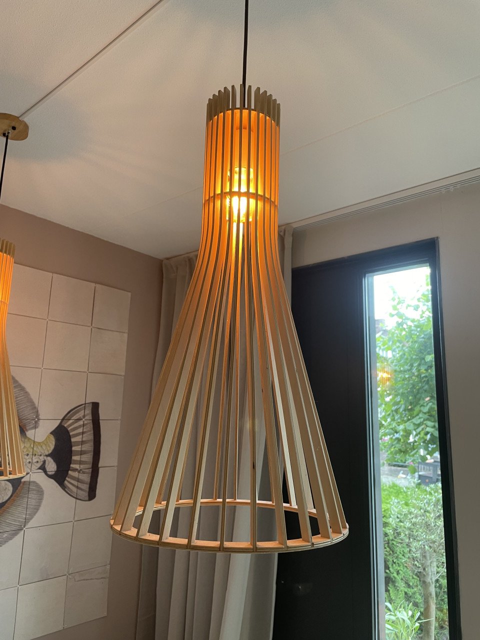 3 houten (design) lampen - ong. 80 cm hoog
