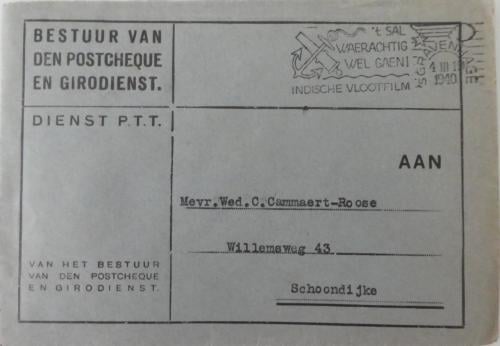 Dienstenvelop, 1940, Dienst PTT – Postcheque en girodienst
