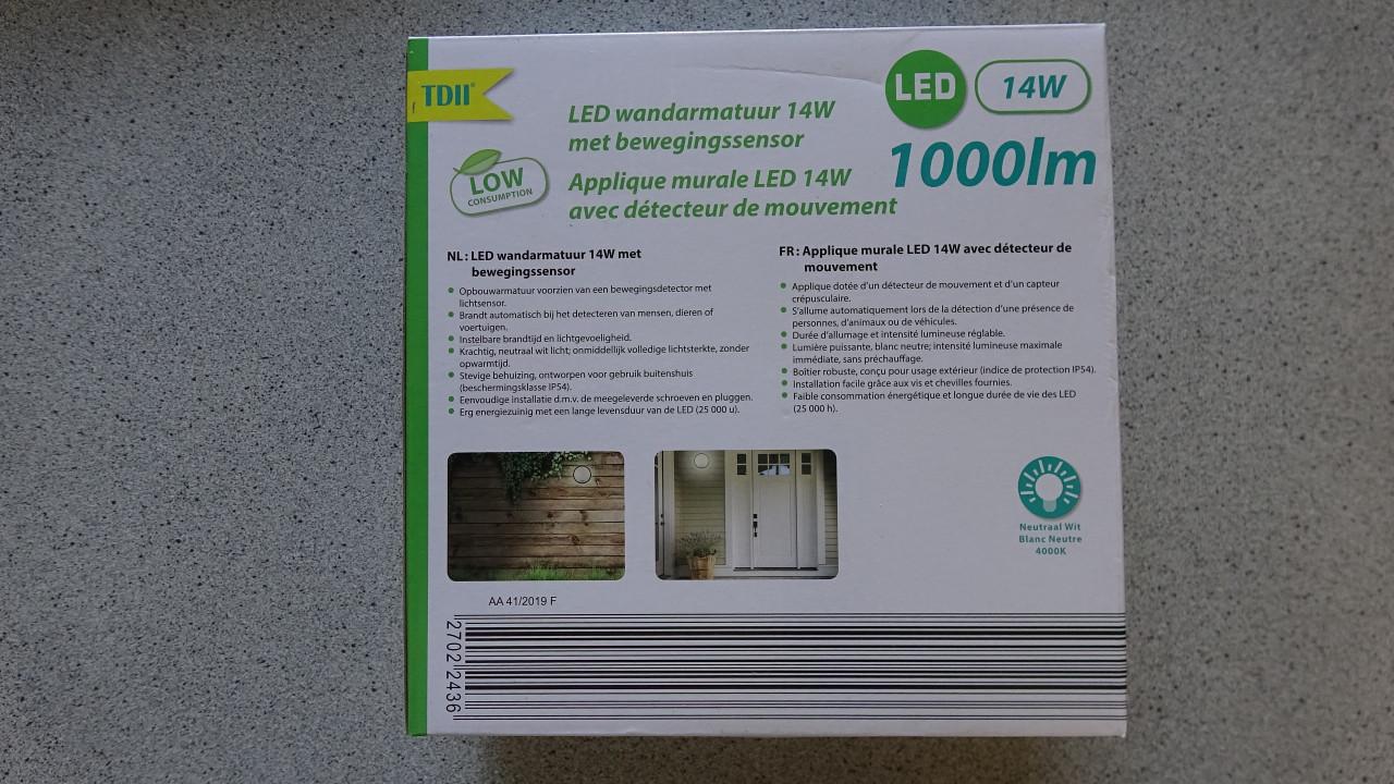 LED wandarmatuur 14W met bewegingssensor (nieuw in doos)