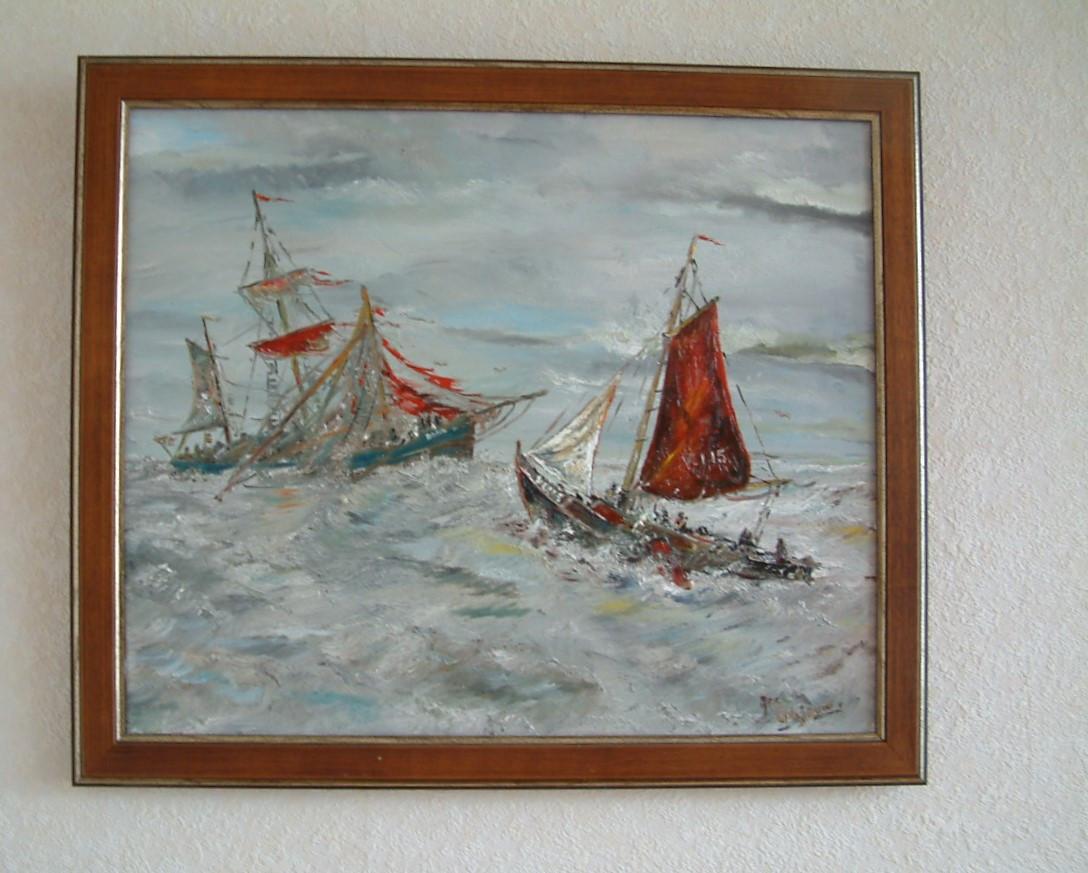 Redders van 3 master  Fam Schroevers  op de zeil - in orkaan kracht