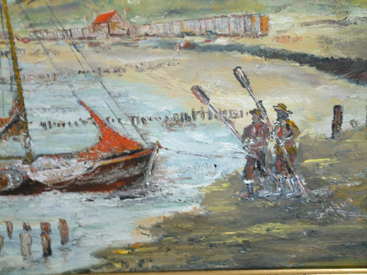 Vissers met zeilsloep   strand Domburg