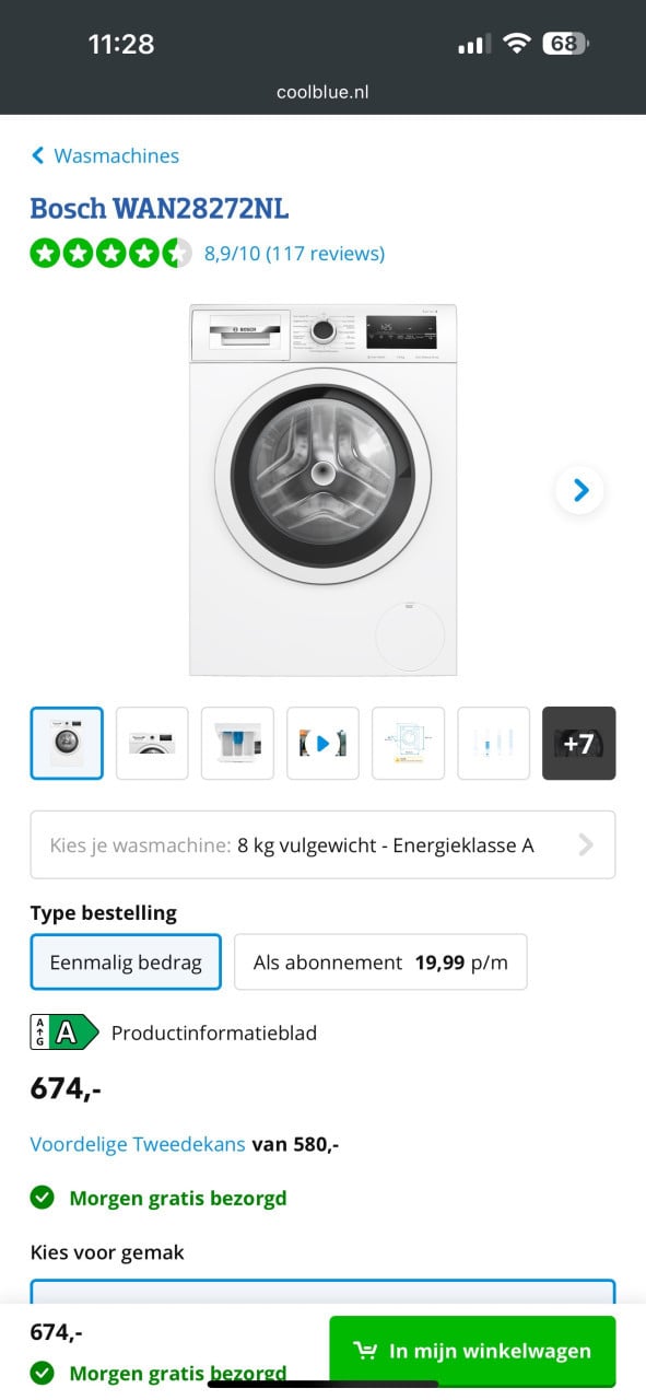 Bosch wasmachine 8 kg serie 4 nog geen jaar iud
