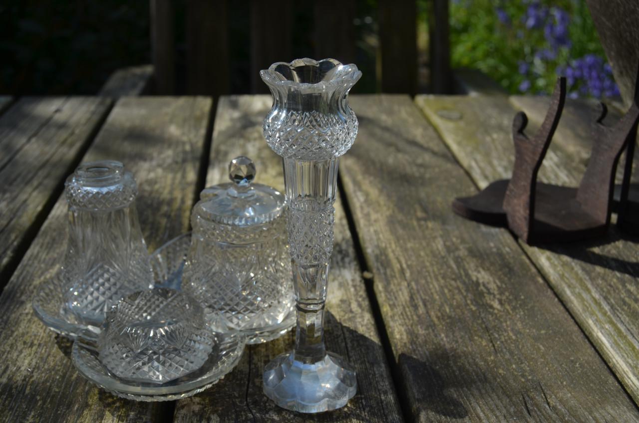 Kristallen condiment set