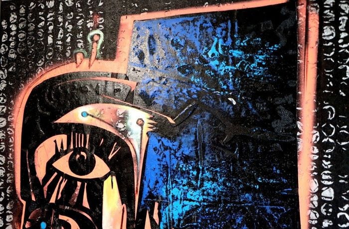 ...Dulcinea en azul .... Acrylschilderij van Simeon Gonzales 100 cm x 75 cm