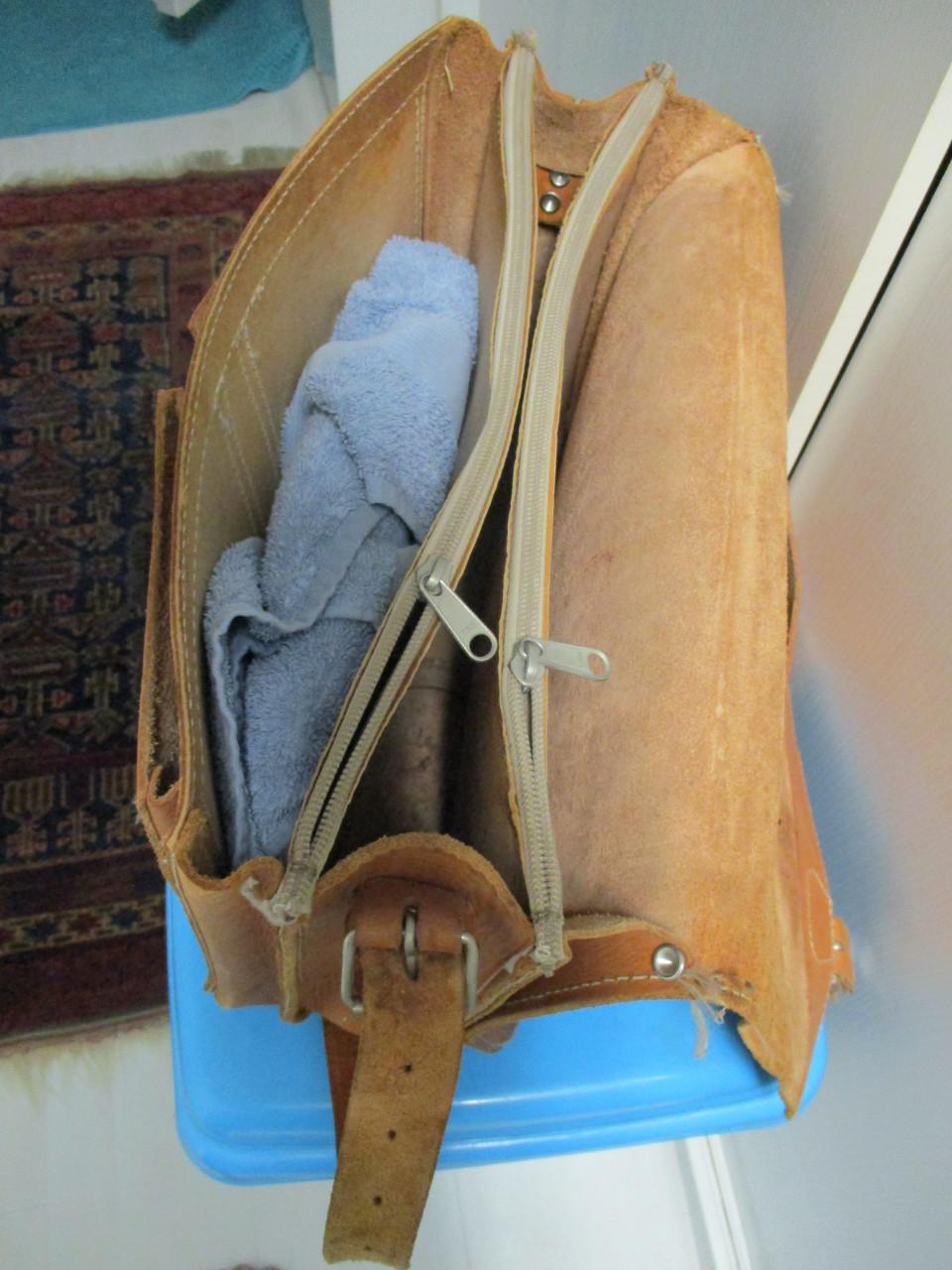 Vintage Lederen schooltas met draagriem