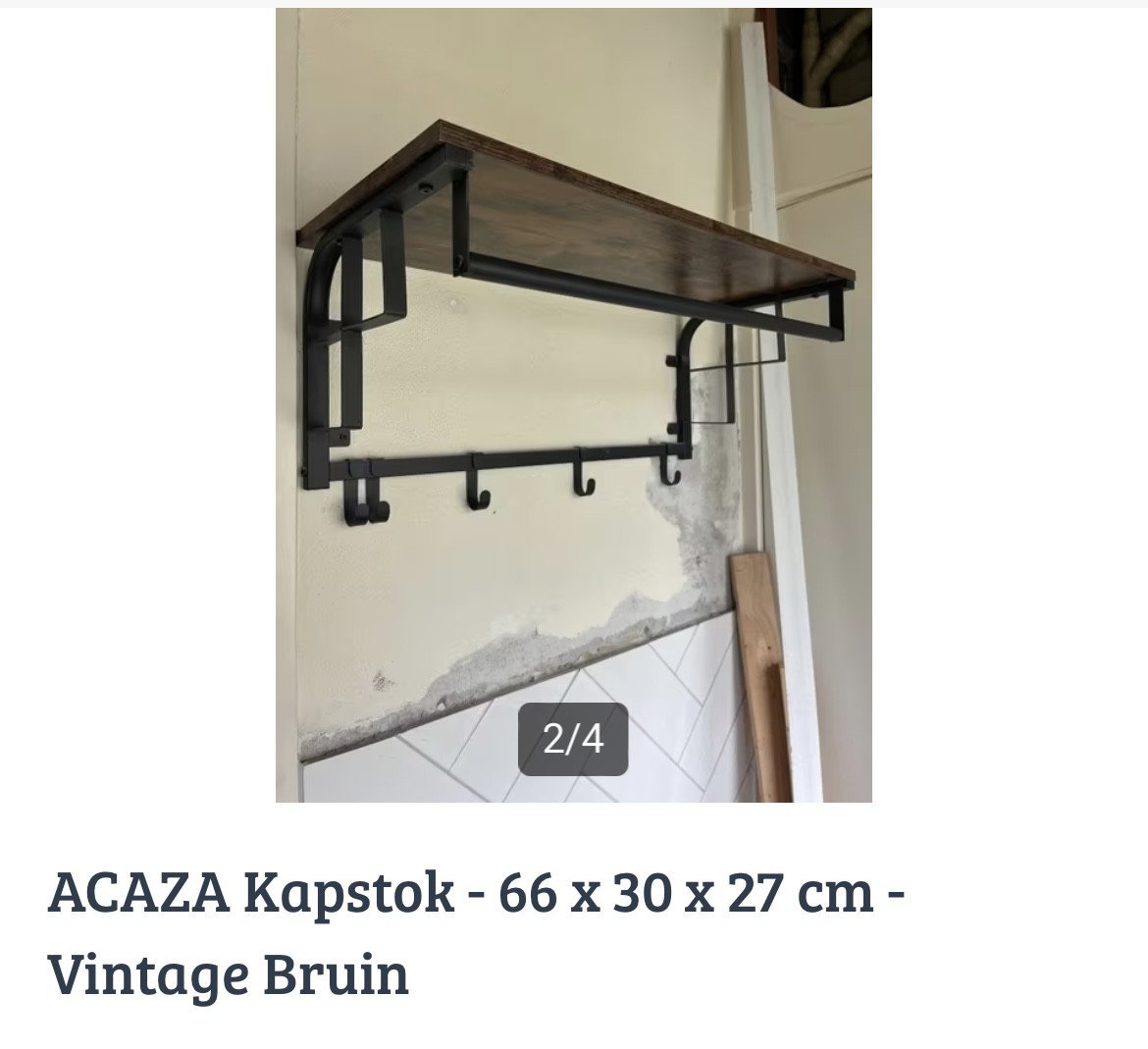 ACZA Kapstok - 66 x 30 x 27 cm - Vintage bruin