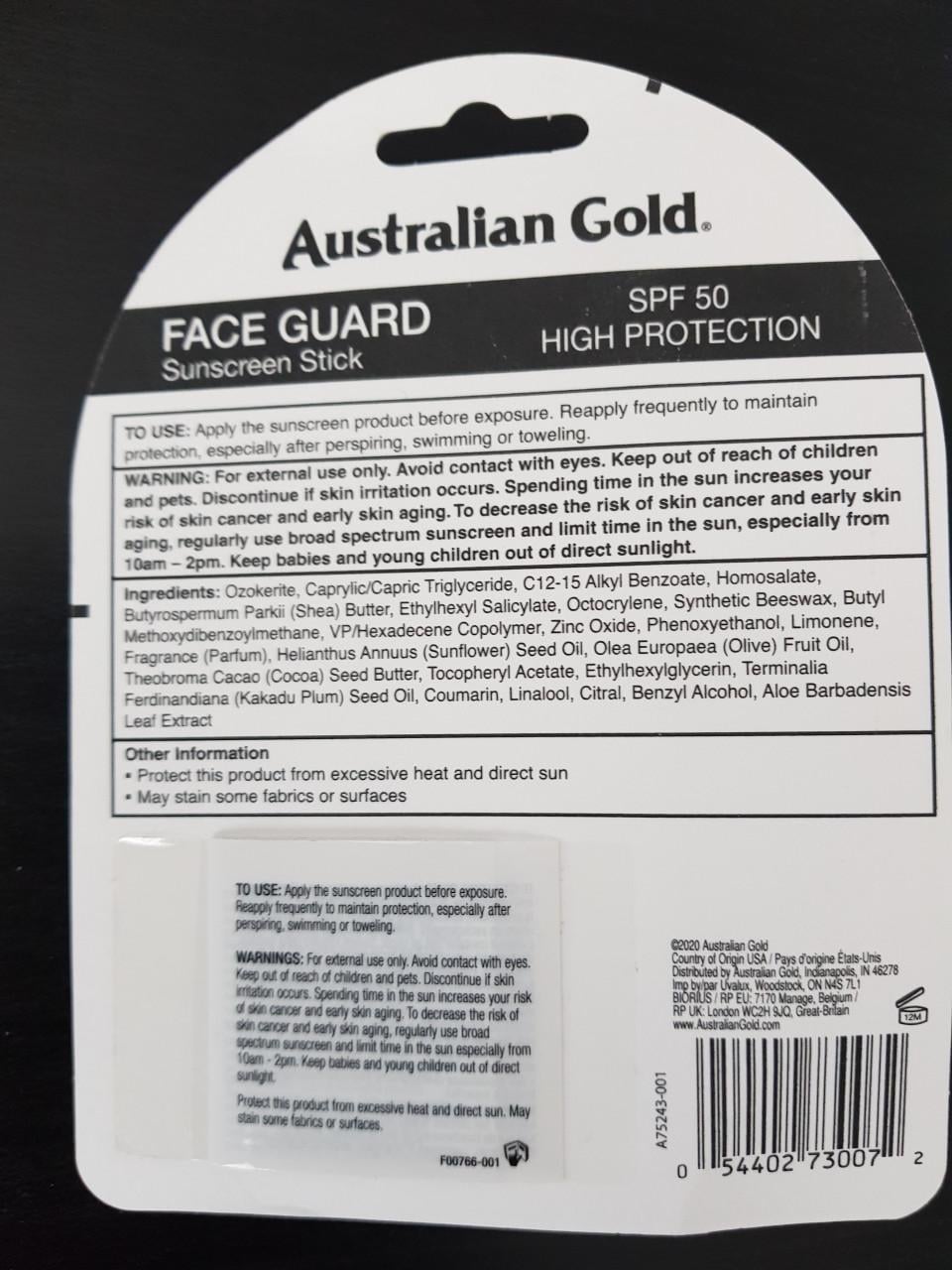 Australian Gold - SPF50 Face Guard Stick