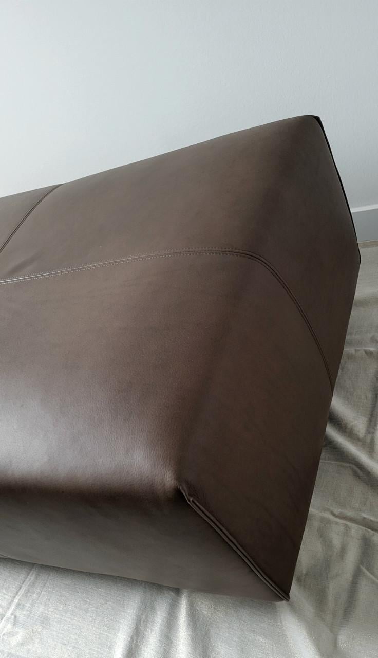 Bruin Lederen Design Poef