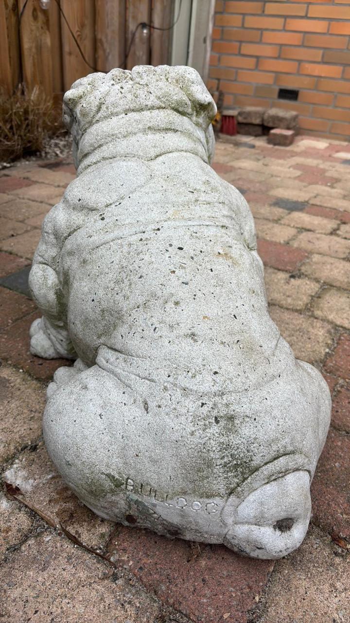 Tuinbeeld wit Engelse bulldog