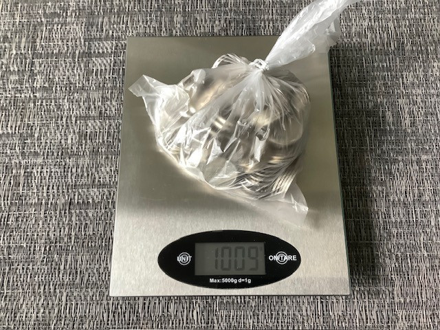 Nederland , 4 kilo nikkelen munten.