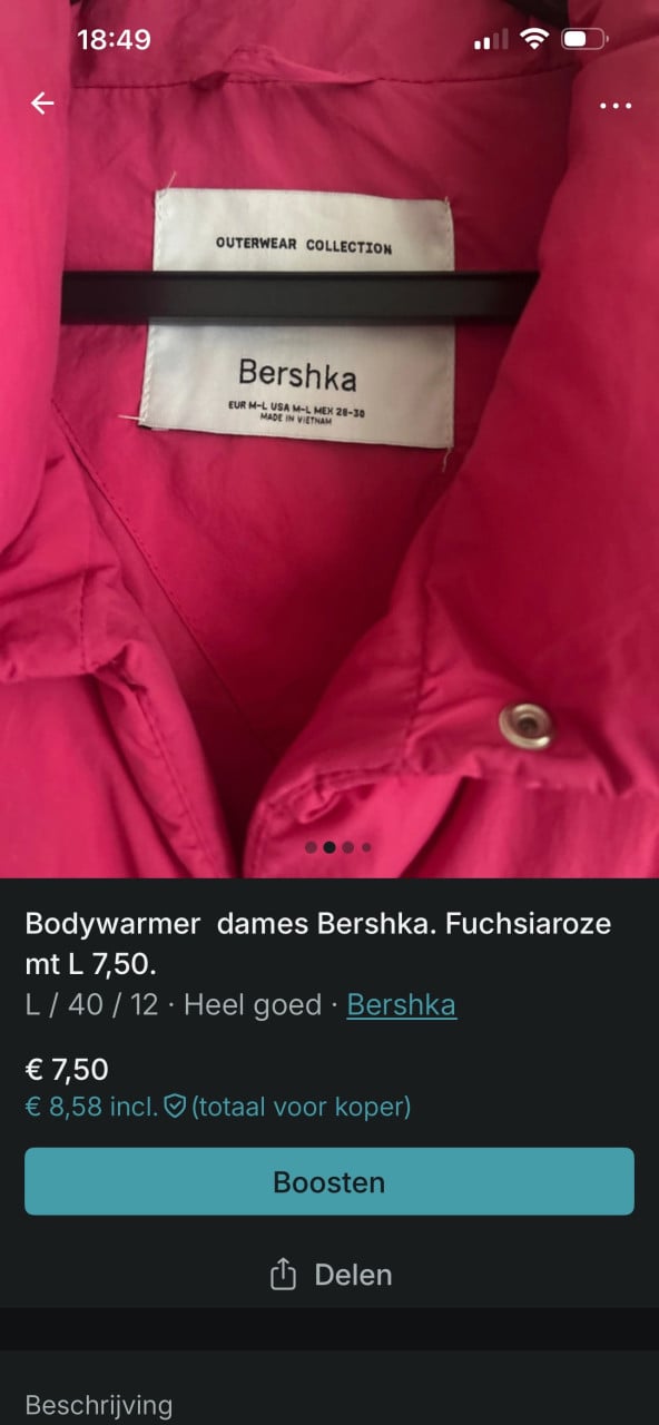 Bodywarmer roze 6 euro