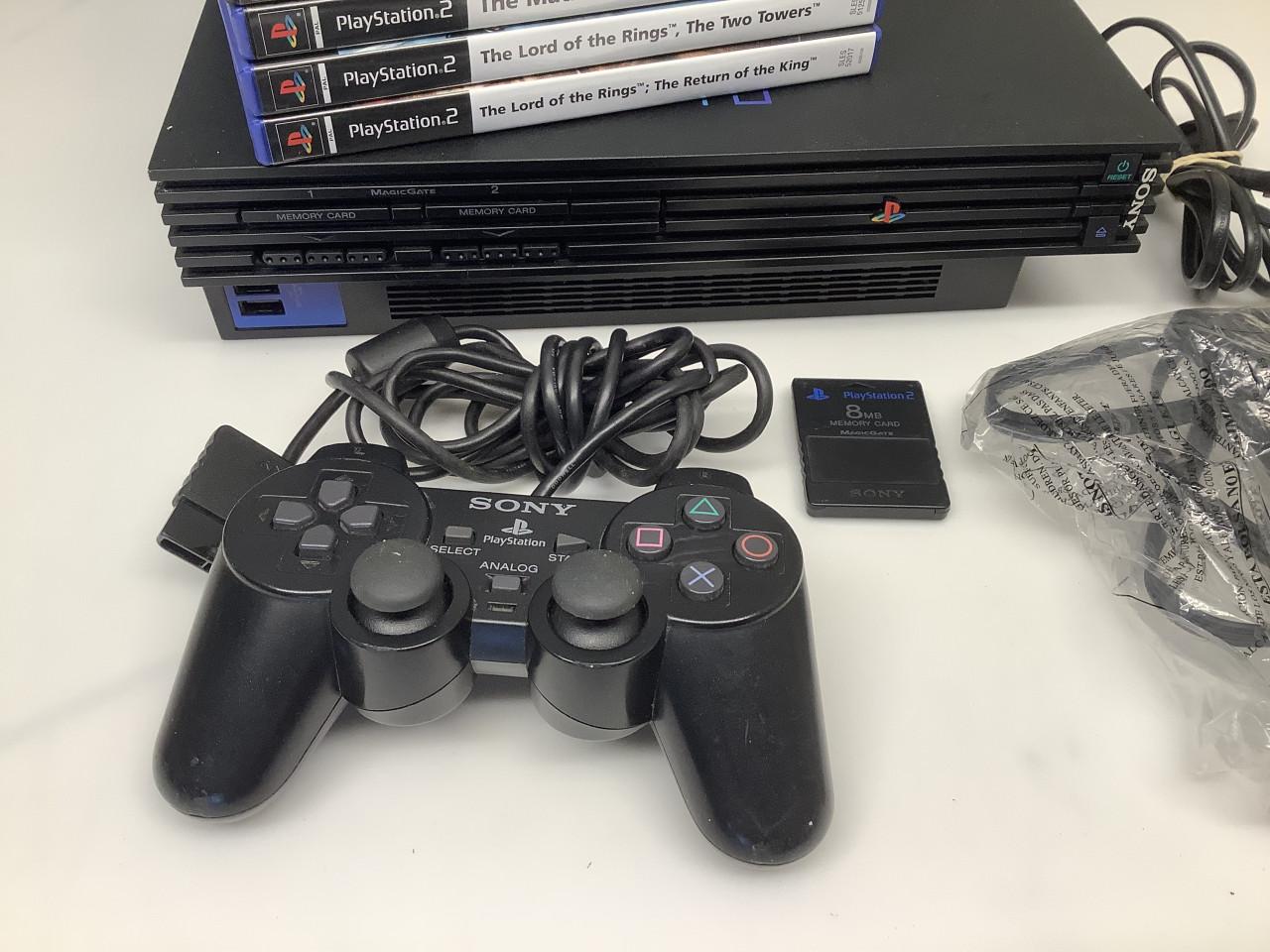 PlayStation 2 phat zwart met controller memory card en spellen