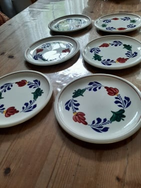 BOERENBONT BOCH - 6 GEBAKBORDJES - DIAMETER 16 CM .