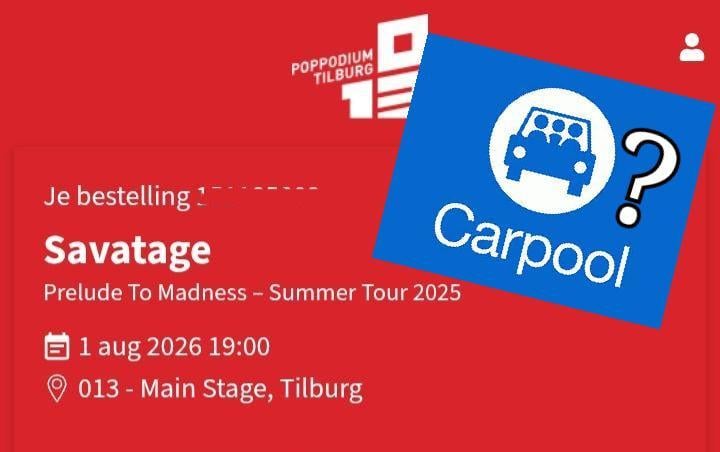 Graag meerijden concert Tilburg v.v. 1 aug.a.s.!