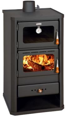 Houtkachel met oven nieuw in krat.