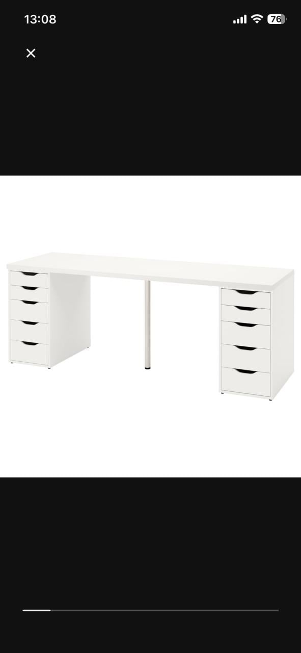 Zo goed als nieuw IKEA LAGKAPTEN WIT bureau met middenpoot
