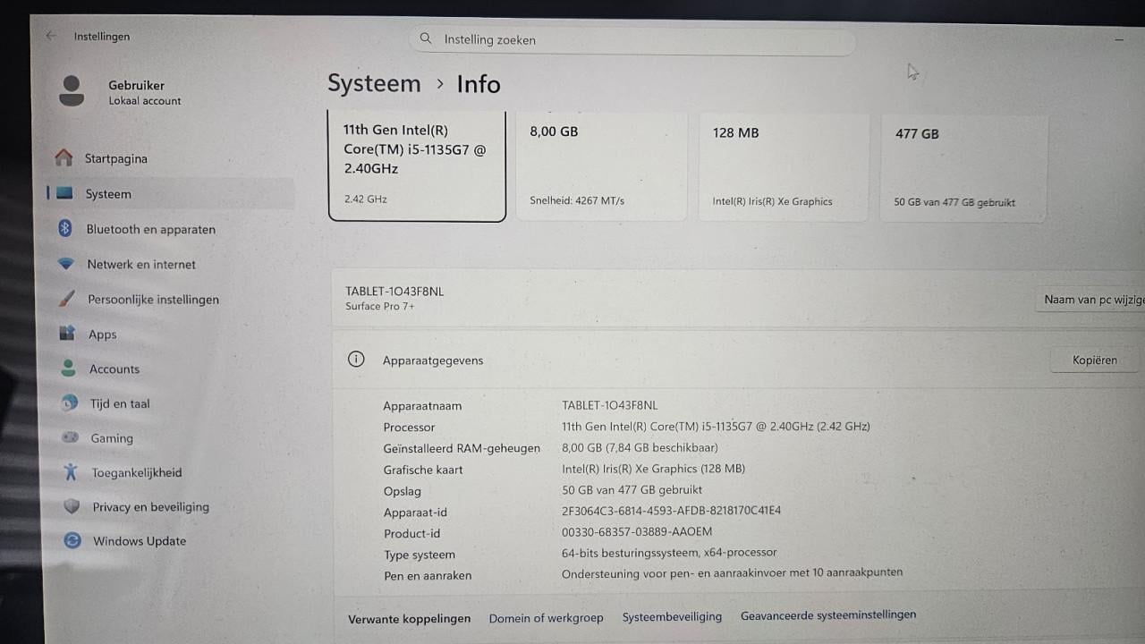 Microsoft Surface Pro 7+ | Intel i5 | 8GB RAM | 512GB SSD | Slechts 42 laad