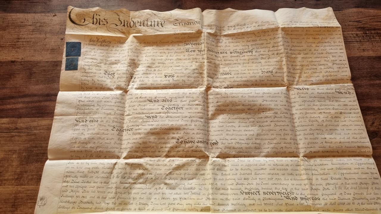 Handgeschreven Engels perkamenten manuscript uit 1798