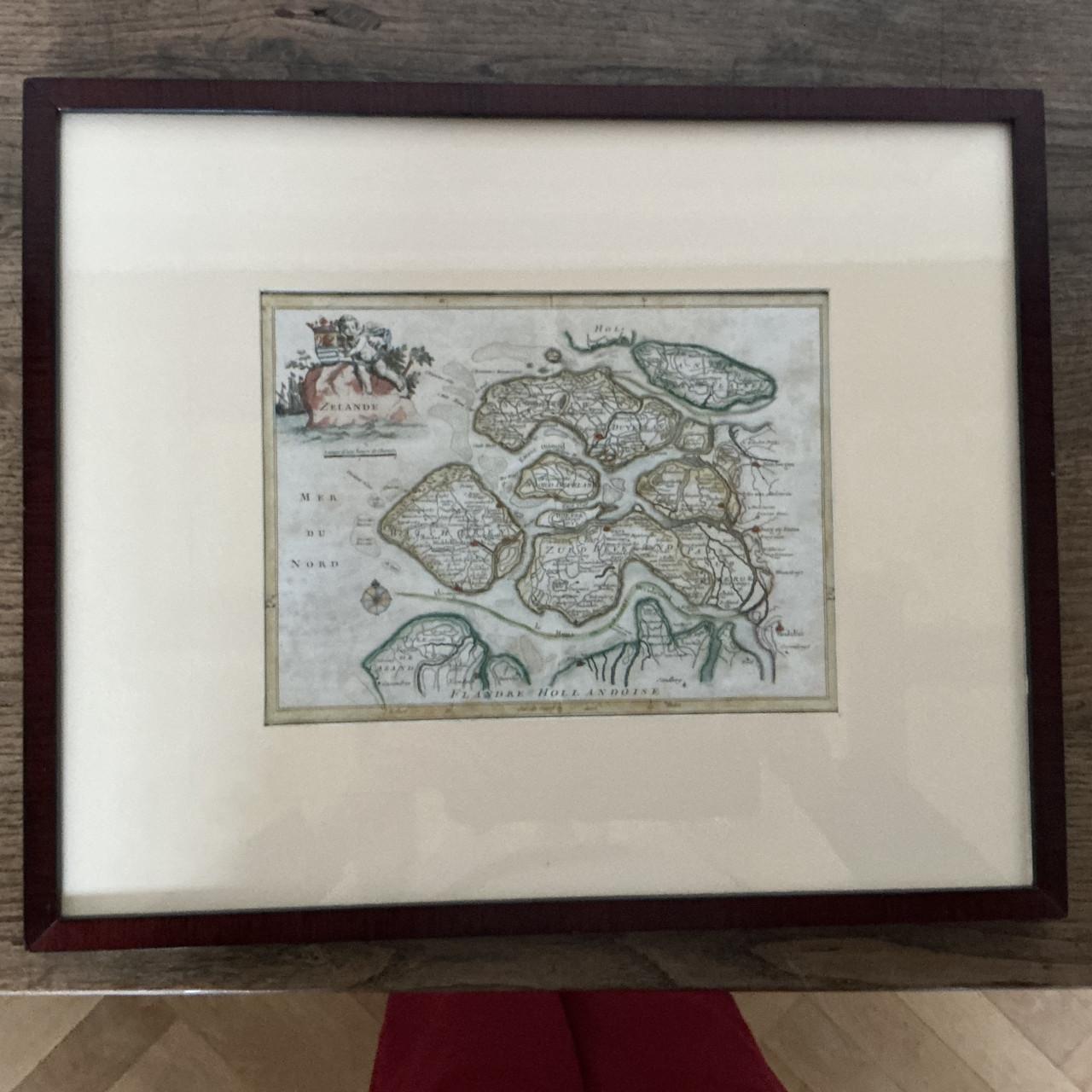 Handgekleurde kaart van Zeeland rond 1800