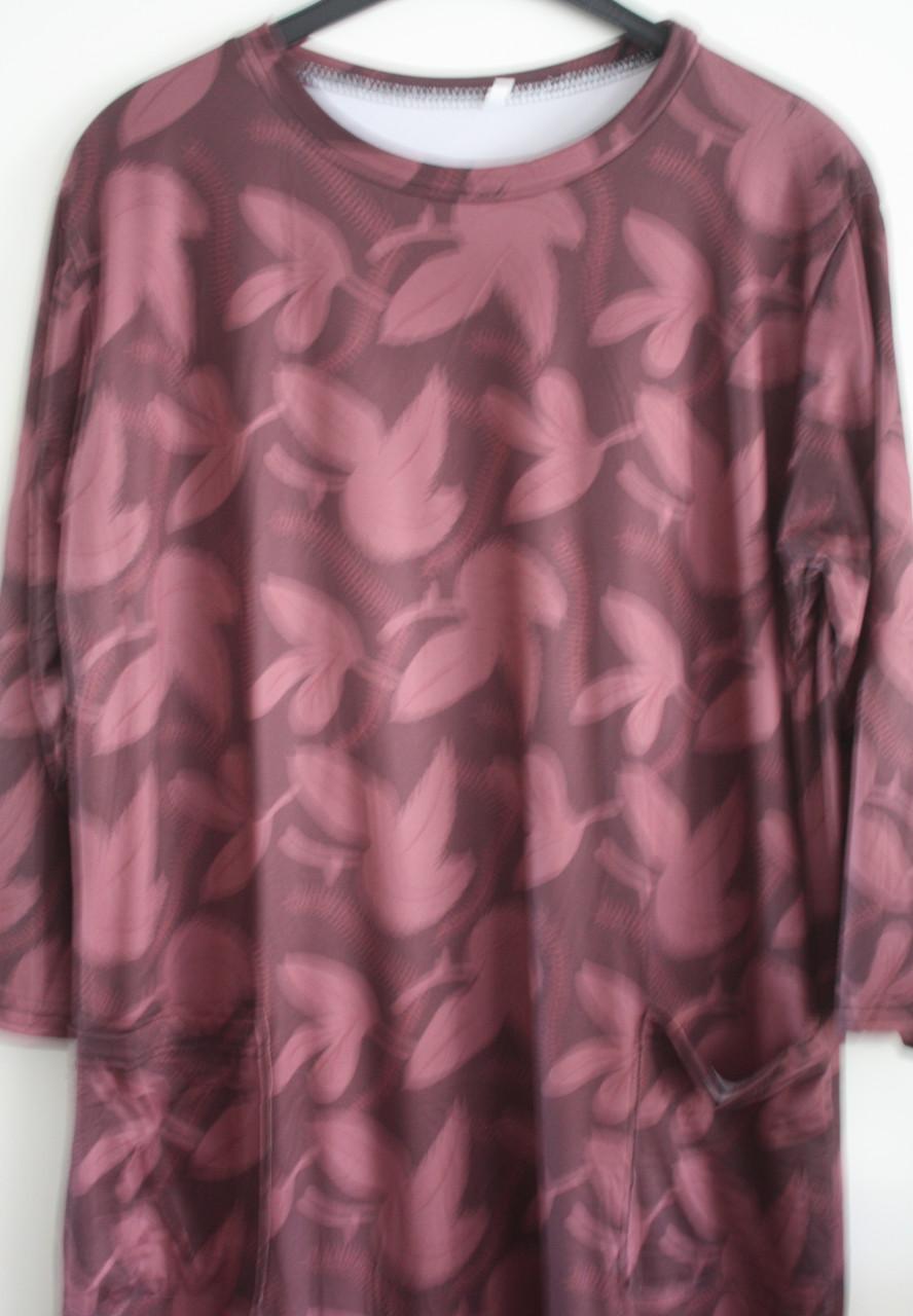 Bordeauxrode jurk blaatjesmotief maat L