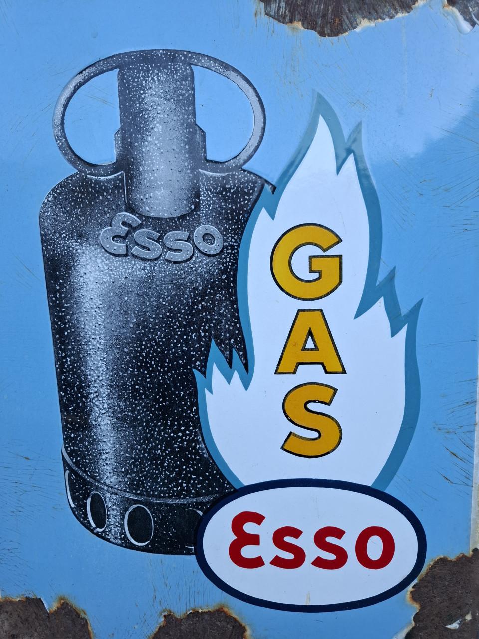 Emaillen reclamebord Esso gas