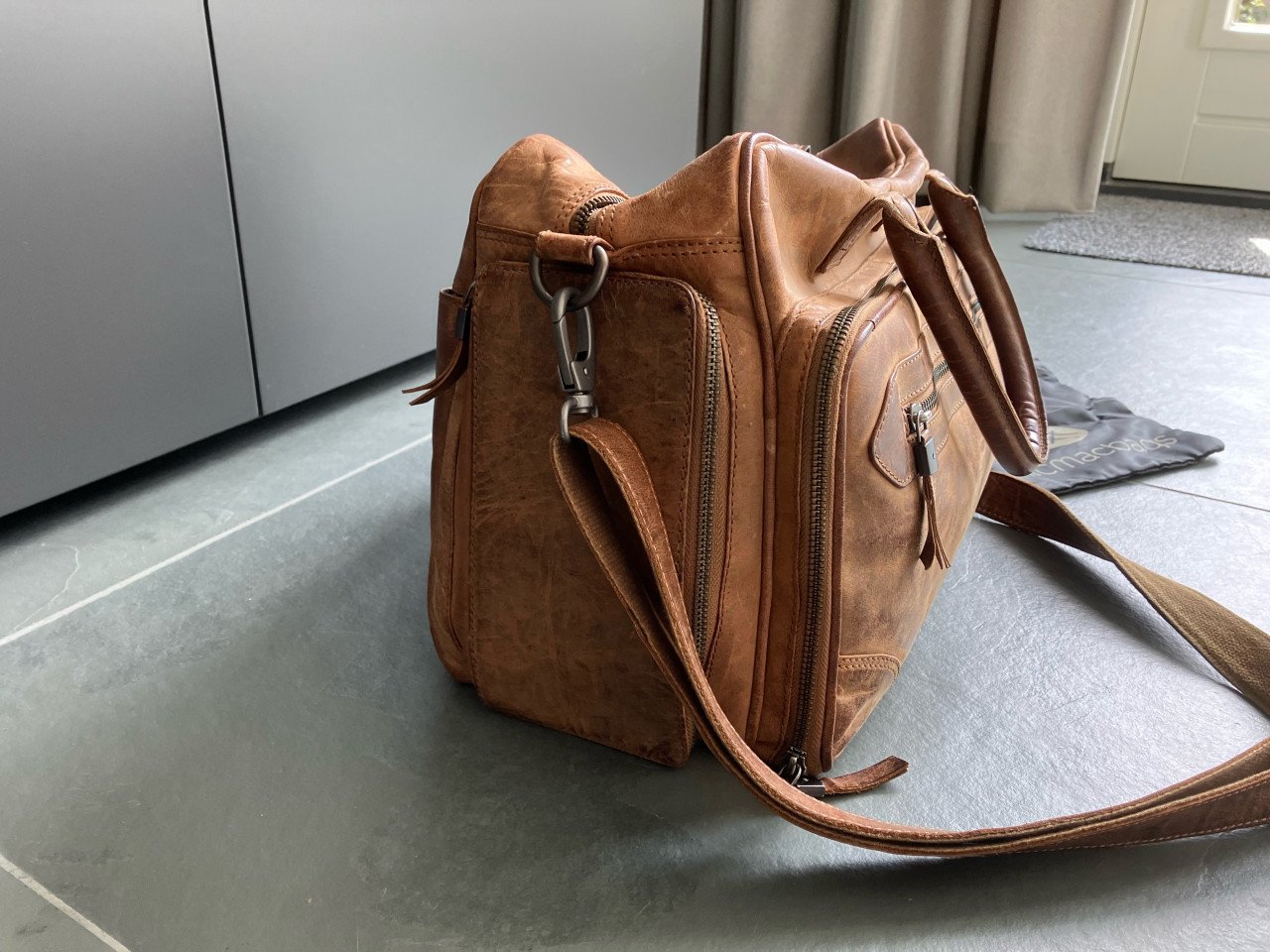 Micmac Bags leren luiertas Oklahoma cognac bruin