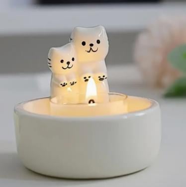 Waxine houder 2 Katten keramiek