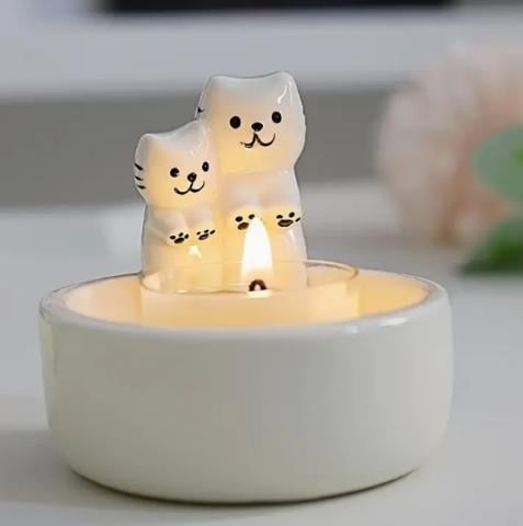 Waxine houder 2 Katten keramiek