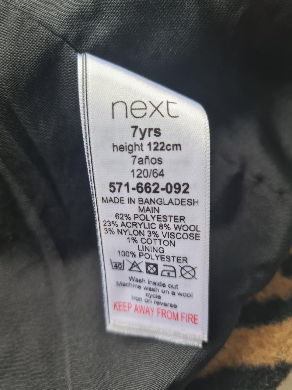 Zwart ,beige zebraprint zachte jas van Next  Maat 122