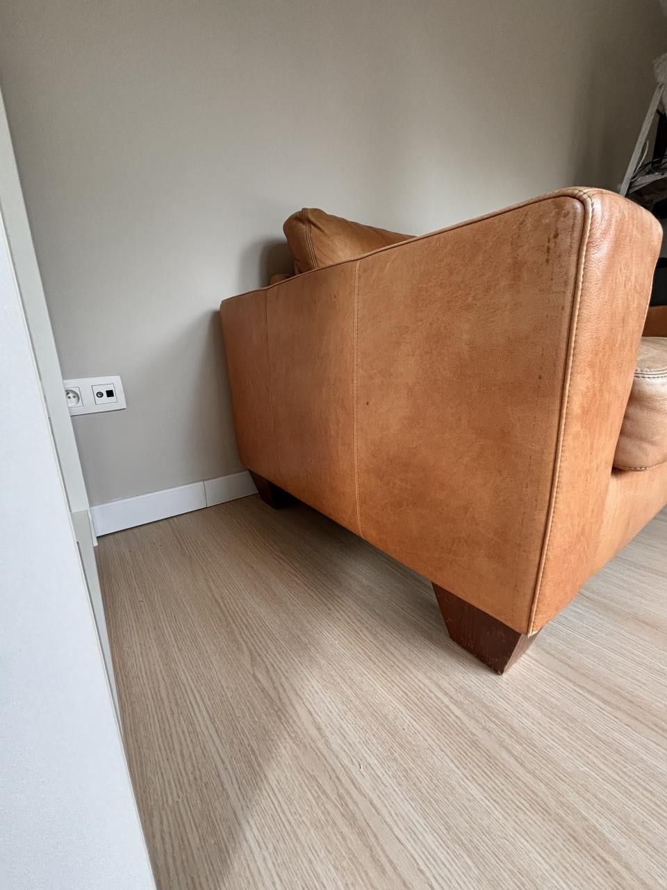 Cognac kleur leren 2,5 zitbank