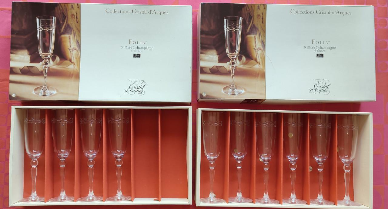 10 kristallen glazen - Cristal d'Arques - Champagne - Folia