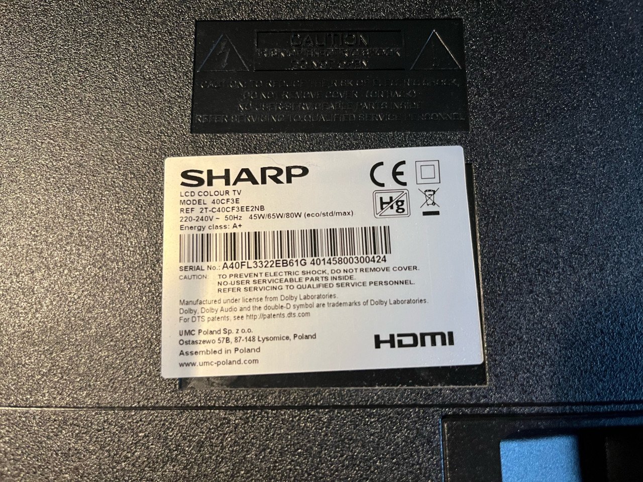 Sharp 40" TV met Harman/Kardon geluid